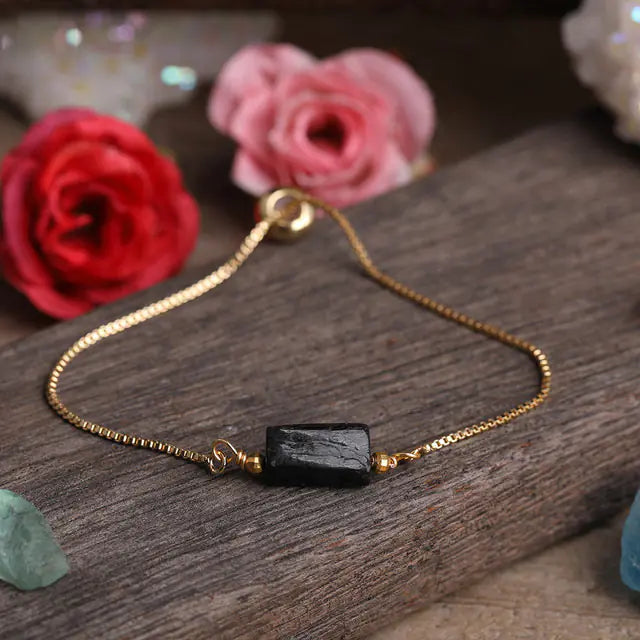 Adjustable Women’s Metal Chain Bracelet with Prismatic Stones
