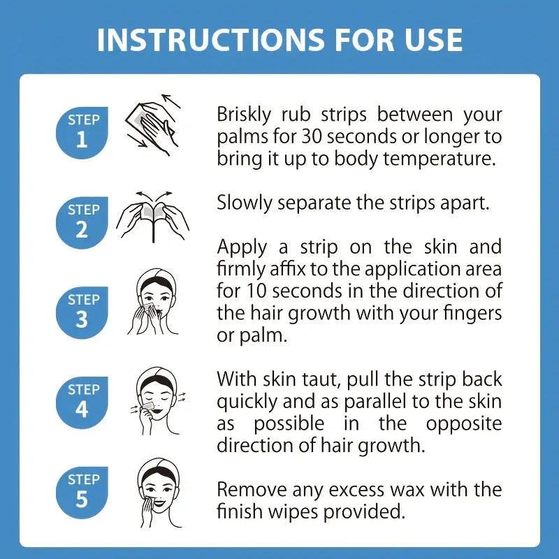 Hypoallergenic Facial Wax Strips for All Skin Types (72 Strips)